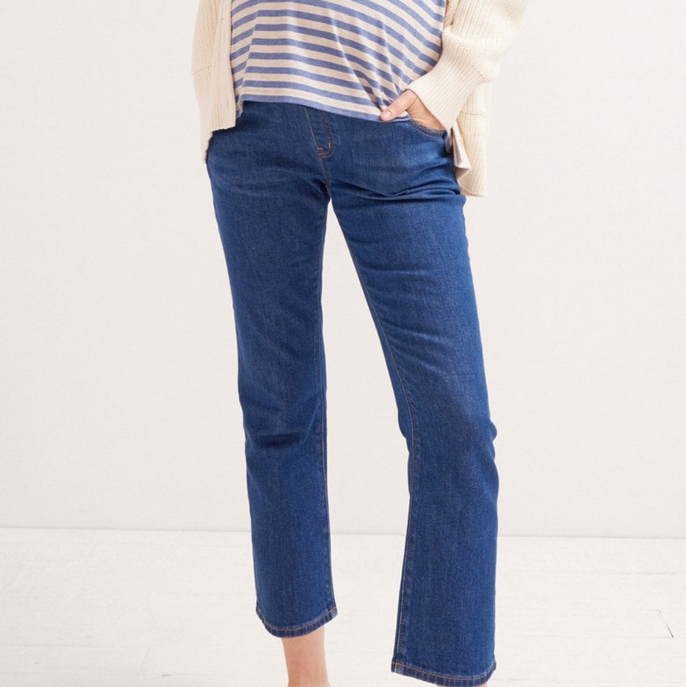 Hatch Over The Bump Crop Maternity Jean (blue)